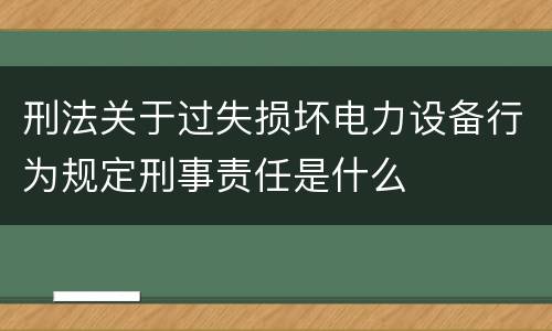 刑法关于过失损坏电力设备行为规定刑事责任是什么