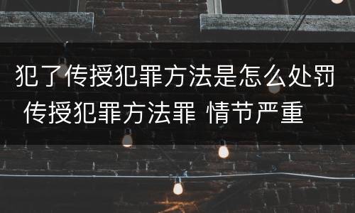 犯了传授犯罪方法是怎么处罚 传授犯罪方法罪 情节严重