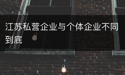江苏私营企业与个体企业不同到底