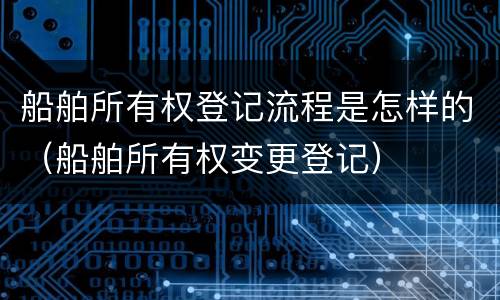 船舶所有权登记流程是怎样的（船舶所有权变更登记）