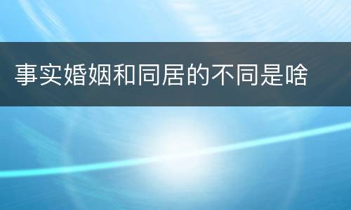 事实婚姻和同居的不同是啥