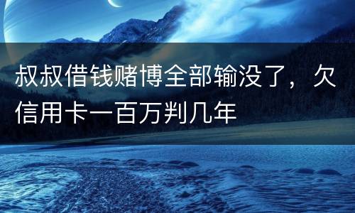 叔叔借钱赌博全部输没了，欠信用卡一百万判几年