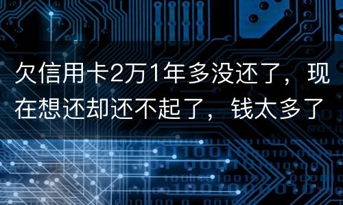 欠信用卡2万1年多没还了，现在想还却还不起了，钱太多了，会有什么后果