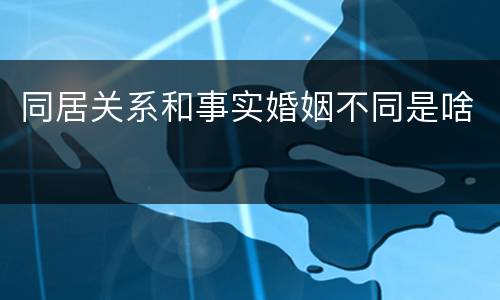 同居关系和事实婚姻不同是啥