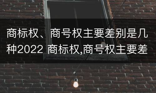 商标权、商号权主要差别是几种2022 商标权,商号权主要差别是几种2022年的
