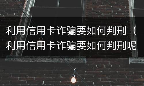 利用信用卡诈骗要如何判刑（利用信用卡诈骗要如何判刑呢）