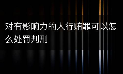 对有影响力的人行贿罪可以怎么处罚判刑