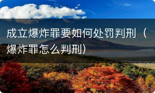 成立爆炸罪要如何处罚判刑（爆炸罪怎么判刑）