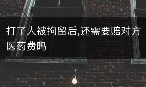 打了人被拘留后,还需要赔对方医药费吗
