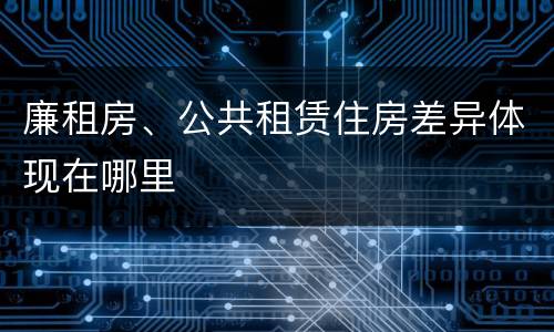 廉租房、公共租赁住房差异体现在哪里