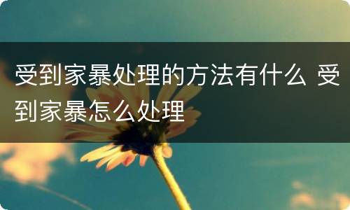 受到家暴处理的方法有什么 受到家暴怎么处理