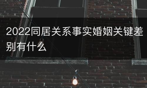 2022同居关系事实婚姻关键差别有什么