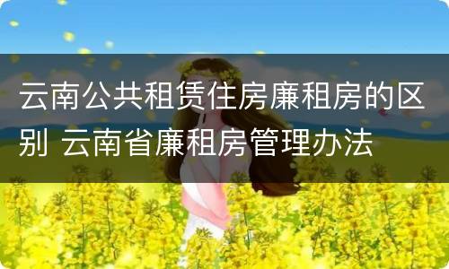云南公共租赁住房廉租房的区别 云南省廉租房管理办法