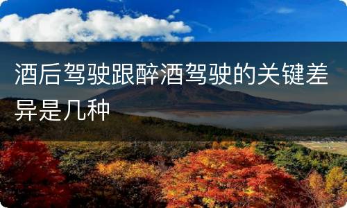 酒后驾驶跟醉酒驾驶的关键差异是几种
