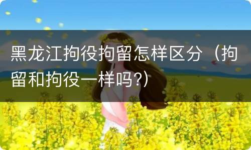 黑龙江拘役拘留怎样区分（拘留和拘役一样吗?）