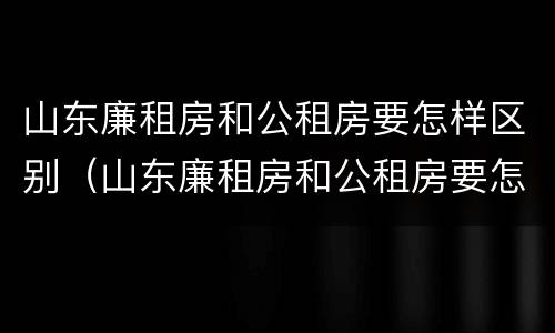 山东廉租房和公租房要怎样区别（山东廉租房和公租房要怎样区别图片）