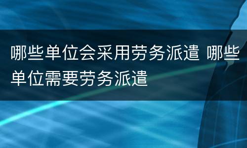 哪些单位会采用劳务派遣 哪些单位需要劳务派遣