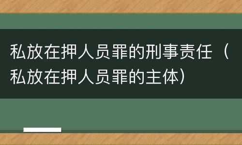 私放在押人员罪的刑事责任（私放在押人员罪的主体）