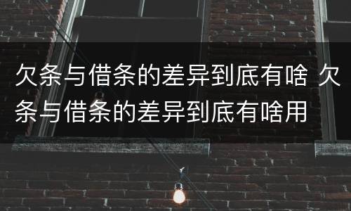 欠条与借条的差异到底有啥 欠条与借条的差异到底有啥用