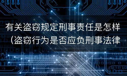 有关盗窃规定刑事责任是怎样（盗窃行为是否应负刑事法律责任）