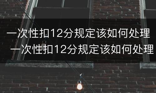 一次性扣12分规定该如何处理 一次性扣12分规定该如何处理呢