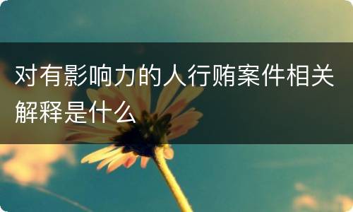 对有影响力的人行贿案件相关解释是什么