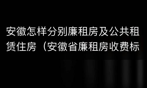 安徽怎样分别廉租房及公共租赁住房（安徽省廉租房收费标准）