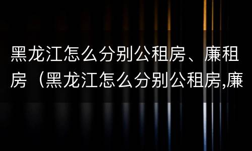 黑龙江怎么分别公租房、廉租房（黑龙江怎么分别公租房,廉租房和商品房）
