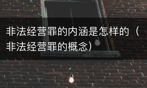 非法经营罪的内涵是怎样的（非法经营罪的概念）