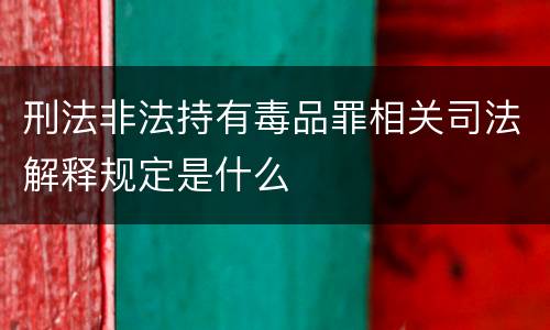 刑法非法持有毒品罪相关司法解释规定是什么