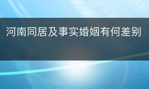 河南同居及事实婚姻有何差别