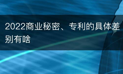2022商业秘密、专利的具体差别有啥
