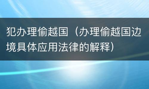 犯办理偷越国（办理偷越国边境具体应用法律的解释）