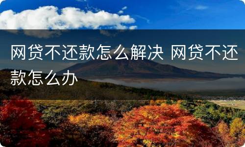网贷不还款怎么解决 网贷不还款怎么办