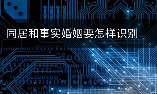 同居和事实婚姻要怎样识别