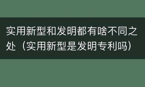 实用新型和发明都有啥不同之处（实用新型是发明专利吗）