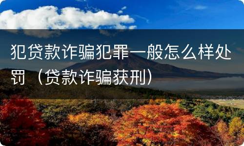 犯贷款诈骗犯罪一般怎么样处罚（贷款诈骗获刑）