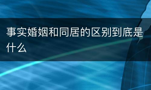 事实婚姻和同居的区别到底是什么