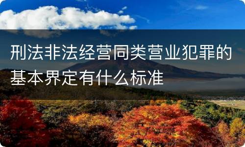 刑法非法经营同类营业犯罪的基本界定有什么标准