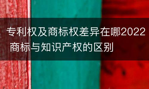 专利权及商标权差异在哪2022 商标与知识产权的区别