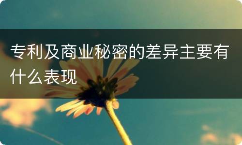 专利及商业秘密的差异主要有什么表现
