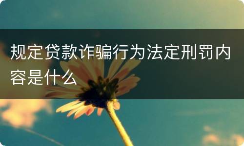 规定贷款诈骗行为法定刑罚内容是什么