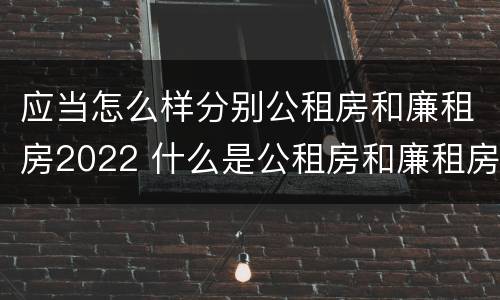 应当怎么样分别公租房和廉租房2022 什么是公租房和廉租房