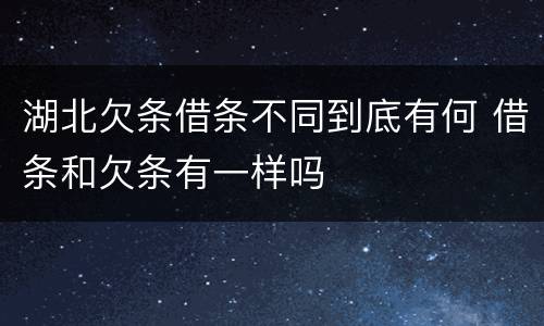 湖北欠条借条不同到底有何 借条和欠条有一样吗