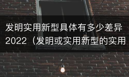 发明实用新型具体有多少差异2022（发明或实用新型的实用性）