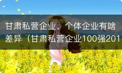 甘肃私营企业、个体企业有啥差异（甘肃私营企业100强2018）