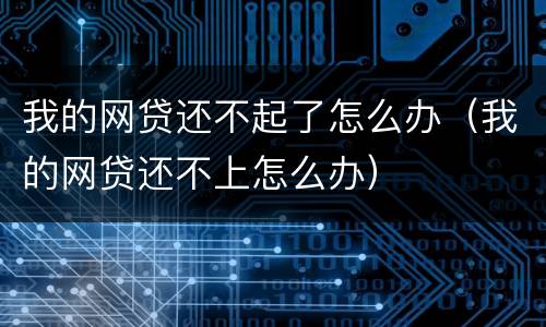 我的网贷还不起了怎么办（我的网贷还不上怎么办）