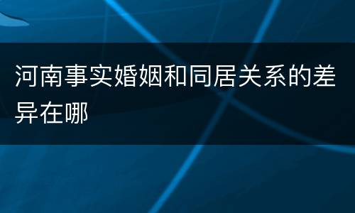 河南事实婚姻和同居关系的差异在哪