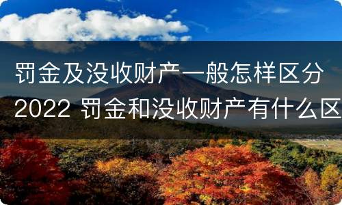 罚金及没收财产一般怎样区分2022 罚金和没收财产有什么区别