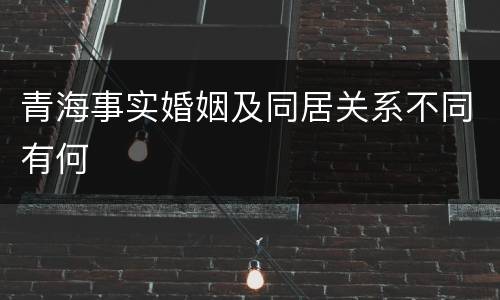 青海事实婚姻及同居关系不同有何